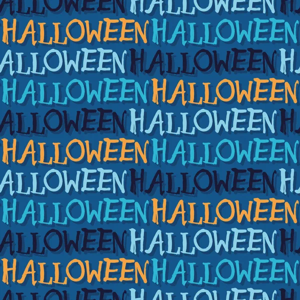 Vector blauw oranje tekst halloween naadloos patroon — Stockvector