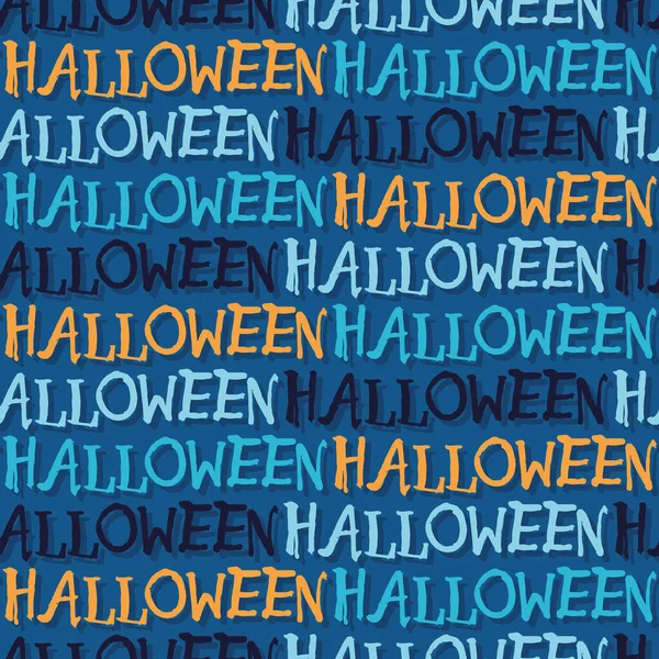 Vector azul naranja texto halloween patrón sin costuras — Vector de stock