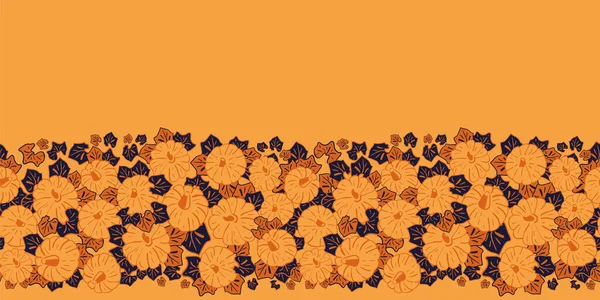 Vector orange pumpkins border seamless pattern background — Stock Vector