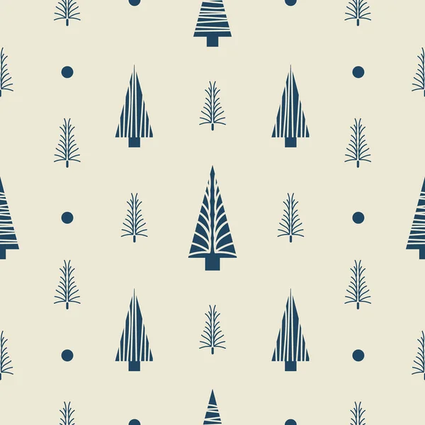 Vector ecru grey Christmas tree seamless pattern light — Stock Vector