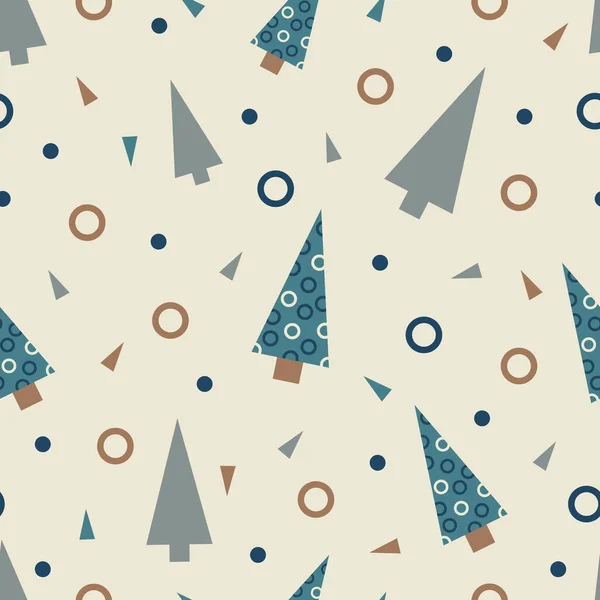 Vecteur bleu gris sapins de Noël motif sans couture — Image vectorielle