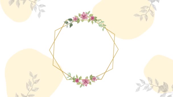 Watercolor flowered wreath animation — Stock Video