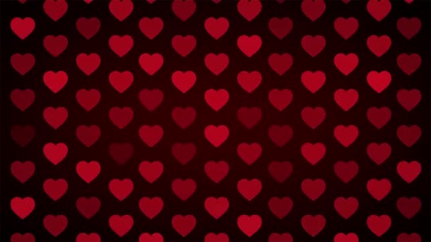 Movimiento abajo rojo corazones forma vídeo fondo — Vídeo de stock