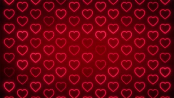 Movimiento abajo delineado corazones rojos forma de fondo de vídeo — Vídeo de stock