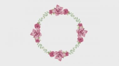 Beyaz arkaplandaki herhangi bir romantik amaç için her bir çerçevede 5 saniye ile 1 çiçek çerçevesinde 4 veya çelenk