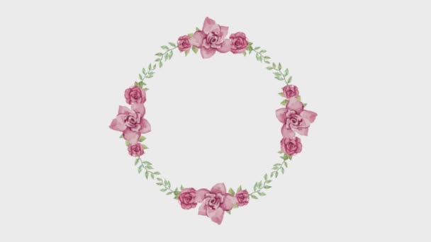 Πλαίσια Λουλουδιών Στεφάνι Για Οποιοδήποτε Ρομαντικό Σχεδιασμό Λευκό Φόντο Δευτερόλεπτα — Αρχείο Βίντεο