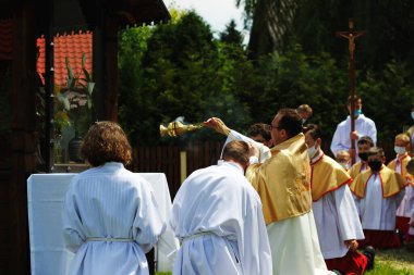 Lublin, Lubelskie / Polonya - 11 Haziran 2020: Polonya 'da Corpus Christi geçidi
