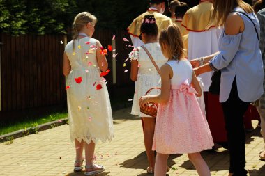 Lublin, Lubelskie / Polonya - 11 Haziran 2020: Polonya 'da Corpus Christi geçidi