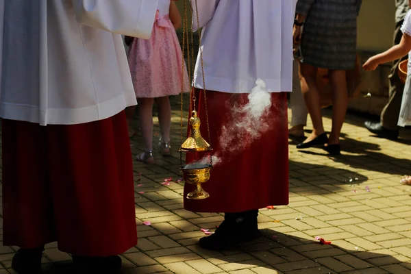 Lublin Lubelskie Polonia Junio 2020 Procesión Del Corpus Christi Polonia —  Fotos de Stock