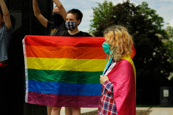 Lublin Lubelskie Polonya Haziran 2020 Polonya Cumhurbaşkanı Andrzej Duda Lgbt — Stok fotoğraf