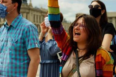 Lublin, Lubelskie / Polonya - 16 Haziran 2020: Polonya Cumhurbaşkanı Andrzej Duda ve LGBT + ona karşı protesto.