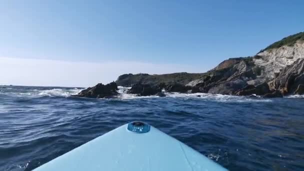 Zeilen Met Een Paddle Board Cantabrische Zee Een Zonnige Zomerdag — Stockvideo