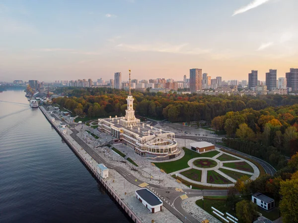 Moszkvai North River Terminál Városi Park Kilátás Őszi Parkra Magasról Jogdíjmentes Stock Fotók