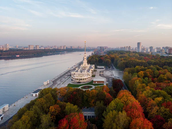 Moszkvai North River Terminál Városi Park Kilátás Őszi Parkra Magasról Jogdíjmentes Stock Képek