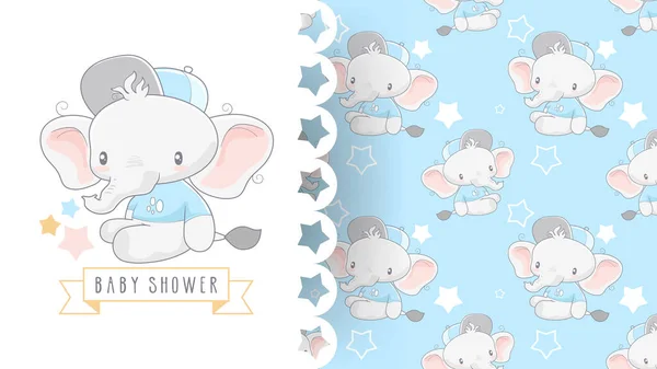 Cute Baby Shower Card Słoniem — Wektor stockowy