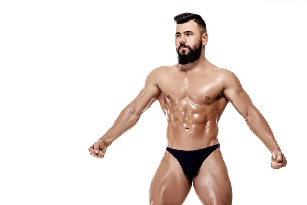 Όμορφος ισχυρή bodybuilder που παρουσιάζουν — Φωτογραφία Αρχείου