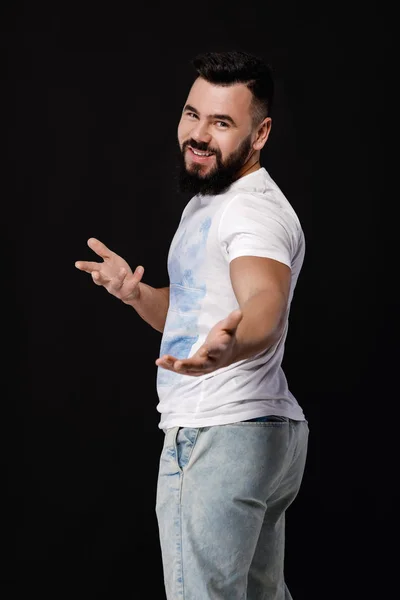 Retrato de homem barbudo bonito — Fotografia de Stock