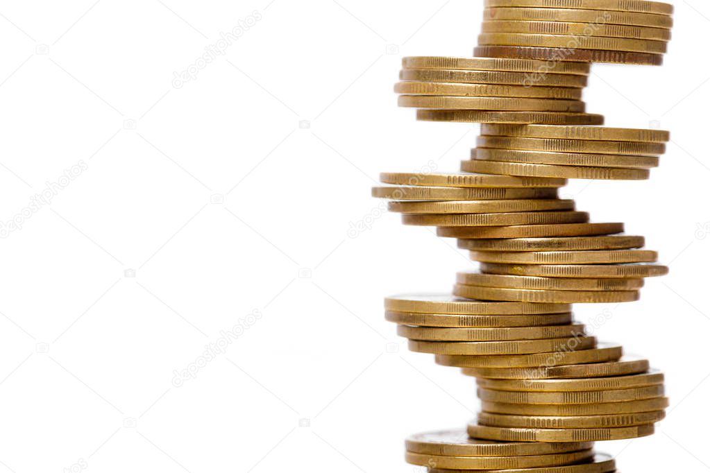 coins stacked on each other in different positions