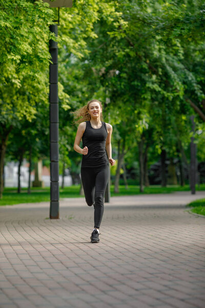 young attractive woman running