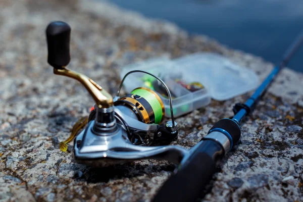 Fishing tackle. fishing spinning, hooks and lures — Stock Photo, Image