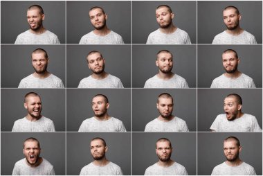 farklı negatif duygular ile genç adam