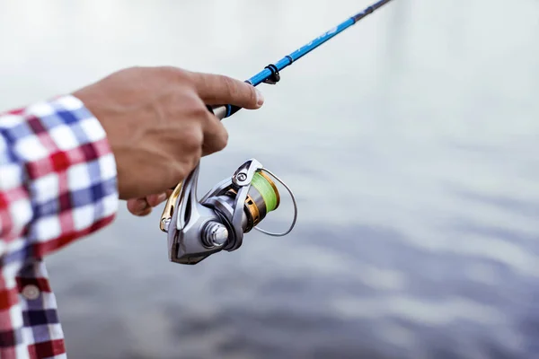 Fishing in the river at sunset. — Stock Photo, Image