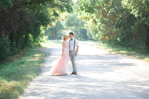 Pareja de boda en la naturaleza en el día de verano . —  Fotos de Stock