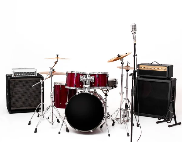 Drum set on white background. musical instruments — Stock Photo, Image