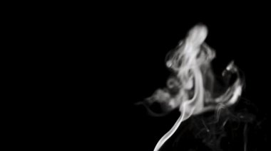 Beyaz buhar ışık siyah arka plan üzerinde yükselir..