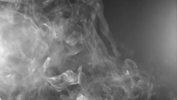 Weißer Dampf steigt Licht auf schwarzem Hintergrund. — Stockvideo