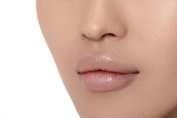 Weibliche Lippen nach der Augmentation. Saubere Haut. — Stockfoto