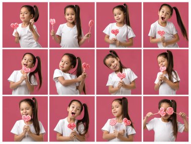 sevimli küçük çocuk kız candy lolipop ile set