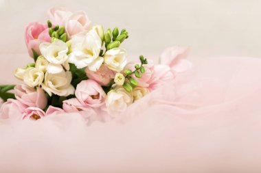 the wedding beautiful bouquet of pink tulips clipart