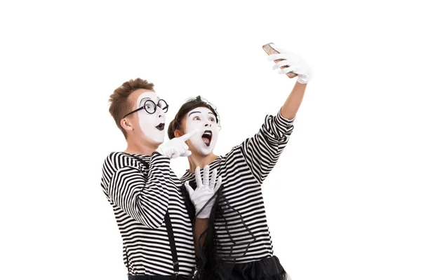 Mimes souriants en chemises rayées . — Photo