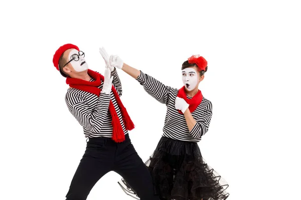 Mimes souriants en chemises rayées . — Photo