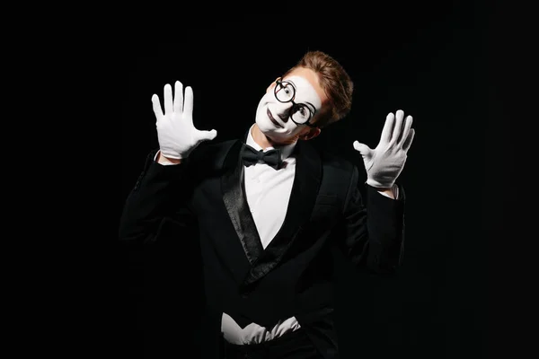 Portrait of mime man on black background — Stock Photo, Image