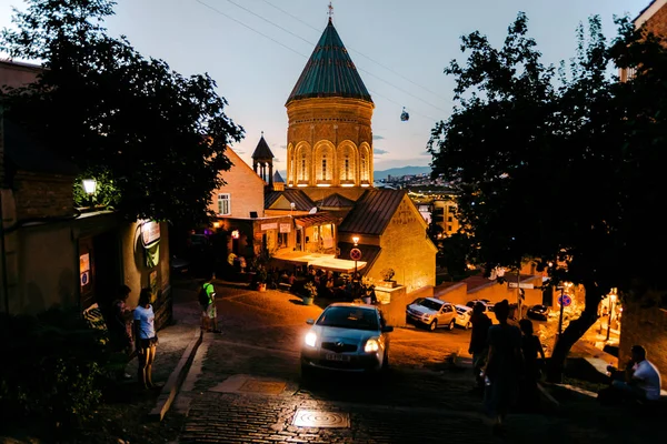 มุมมองกลางคืนของเมืองเก่าของ Tbilisi — ภาพถ่ายสต็อก