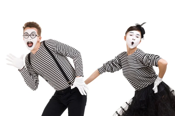 Mimes souriants en chemises rayées . — Photo