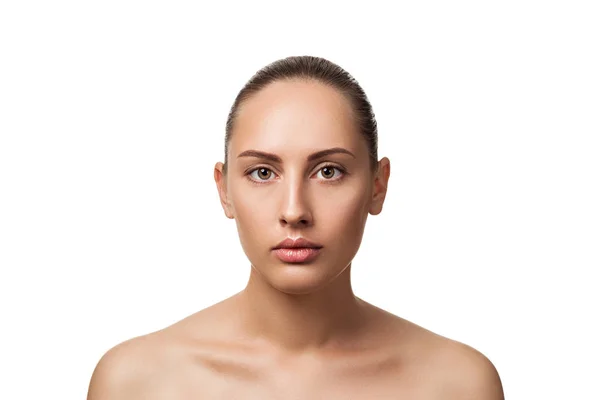 Retrato de belleza de cara femenina con piel natural — Foto de Stock