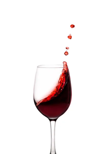 Schizzo di vino rosso nel bicchiere — Foto Stock