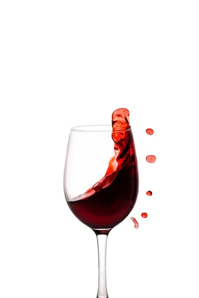 Schizzo di vino rosso nel bicchiere — Foto Stock