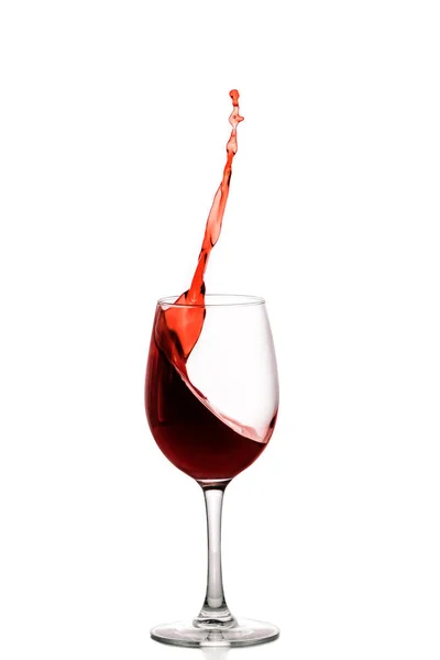 Schizzo di vino rosso nel bicchiere — Foto Stock
