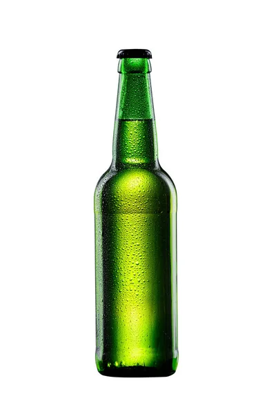Bottiglia di vetro di birra su sfondo bianco — Foto Stock