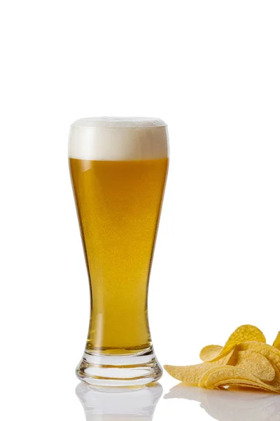 Glass of beer on white background — Stock Photo, Image