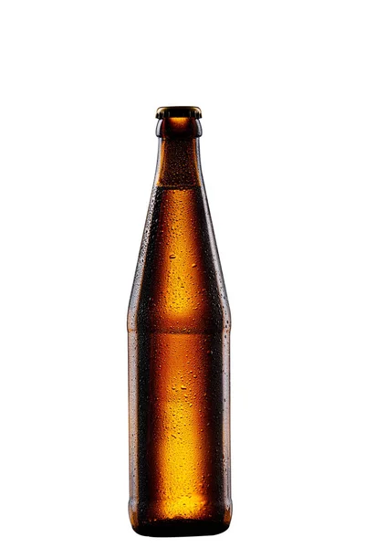 白色背景啤酒玻璃瓶 — 图库照片