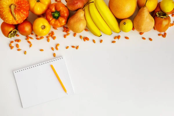 autumn yellow and orange vegetables and fruits