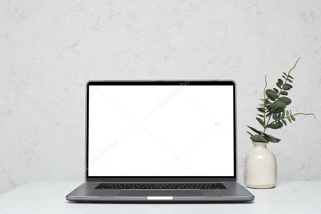 Laptop with blank empty screen