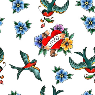 Beyaz bir arka plan desen. Dövme resimleri