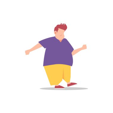 Şişman iş adamının çizgi film karakteri çizimi. Düz avatar simgesi tasarımı beyaz arkaplanda izole edildi