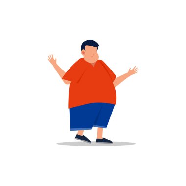 Şişman iş adamının çizgi film karakteri çizimi. Düz avatar simgesi tasarımı beyaz arkaplanda izole edildi